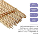 Palitos de Madeira ponta fina e ponta chanfrada 100unid