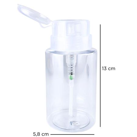 Dosador Porta Acetona e Cosméticos Pump Transparente 200 ml
