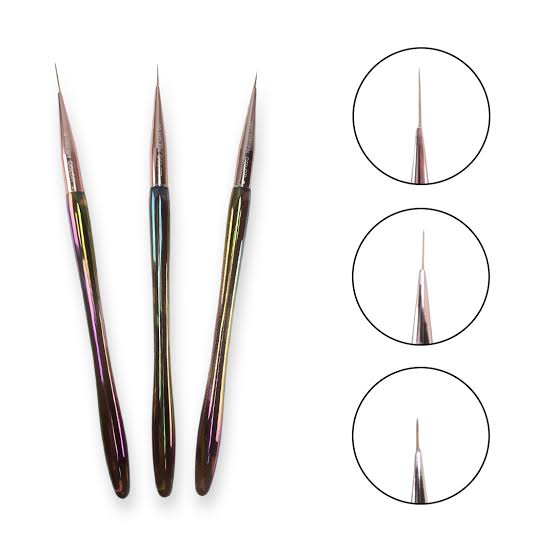 Kit 3 Pincéis Finos para decoração Helen Color tamanhos #0/#00/#000